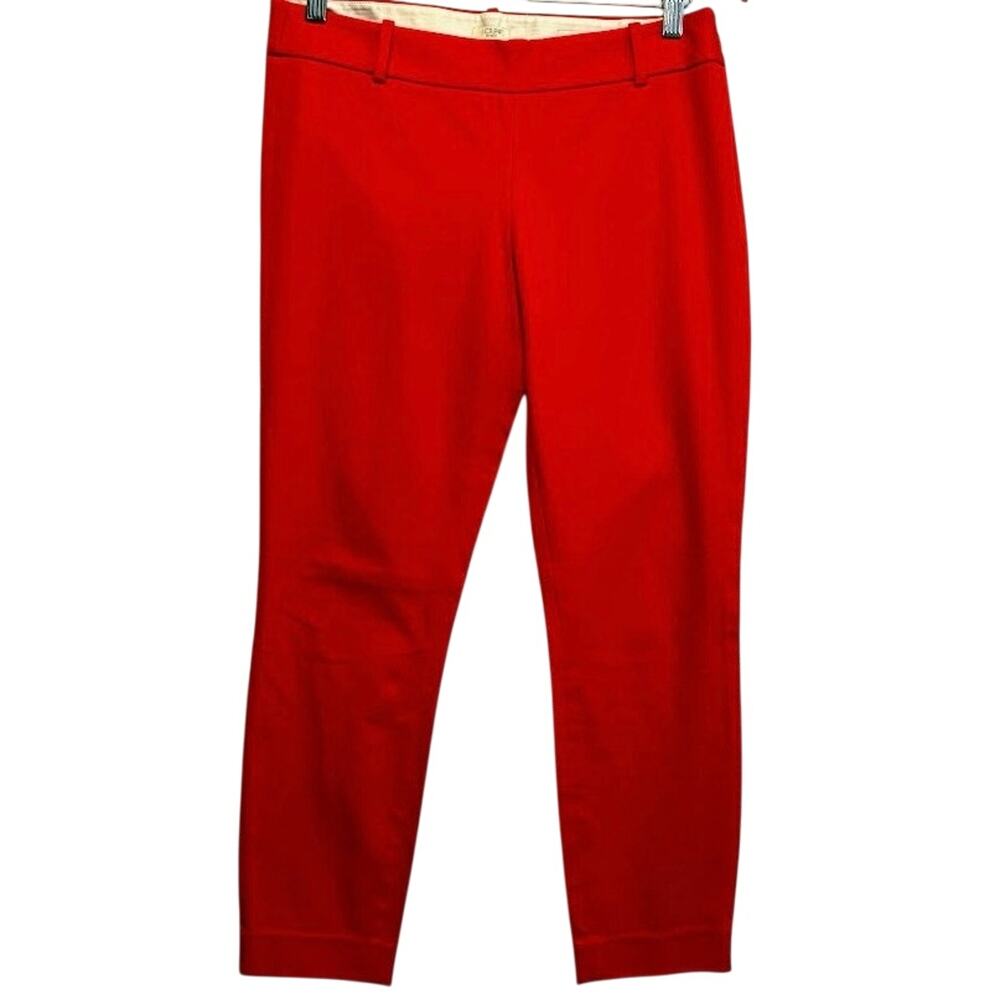 J. Crew Minnie Crop Red Dress Pants Stretch Ankle Trouser Mid Rise Size 4